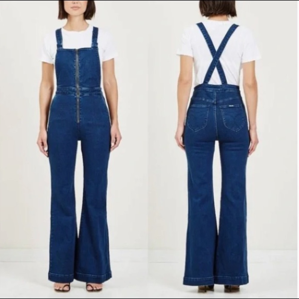 ROLLA’S East Coast Flare Denim Overalls Jumpsuit in Judy Blue